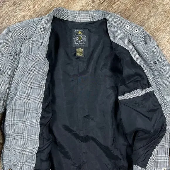 Vintage Polo Ralph Lauren Women's 100% Linen Blazer Jacket Moto Plaid - Picture 7 of 8